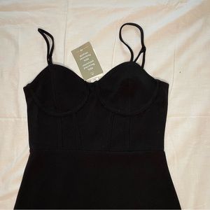 NWT H&M corset style black bodycon midi dress